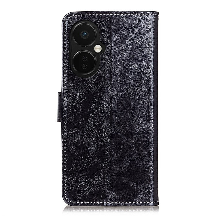 For OnePlus Nord CE 3 Lite 5G / Nord N30 5G Phone Stand Cover PU Leather Retro Crazy Horse Texture Wallet Phone Case - Black