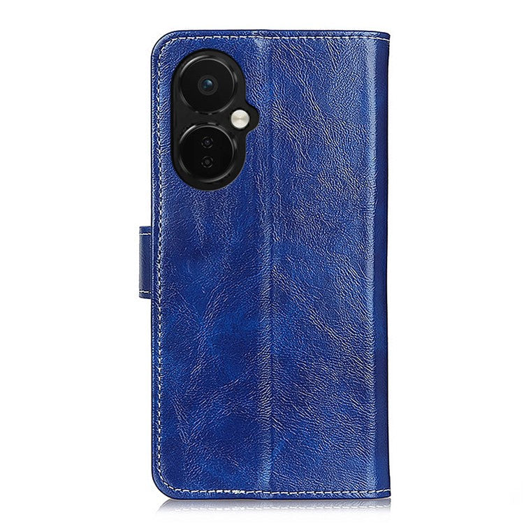 For OnePlus Nord CE 3 Lite 5G / Nord N30 5G Phone Stand Cover PU Leather Retro Crazy Horse Texture Wallet Phone Case - Blue