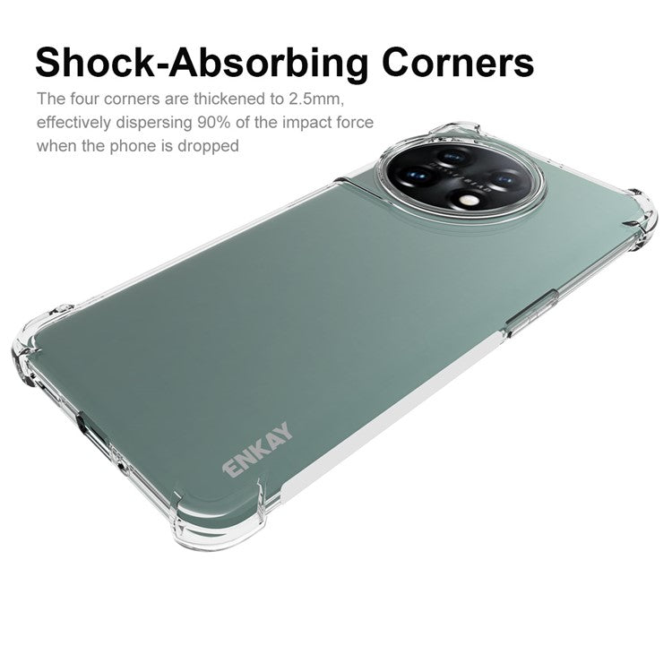 ENKAY HAT PRINCE For OnePlus 11 5G Clear TPU Phone Cover Transparent Phone Case with Anti-slip Strip Edge