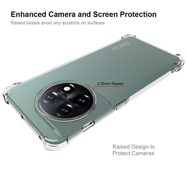 ENKAY HAT PRINCE For OnePlus 11 5G Clear TPU Phone Cover Transparent Phone Case with Anti-slip Strip Edge