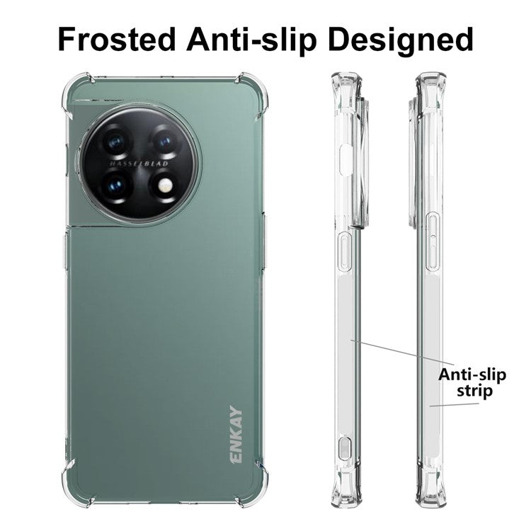 ENKAY HAT PRINCE For OnePlus 11 5G Clear TPU Phone Cover Transparent Phone Case with Anti-slip Strip Edge