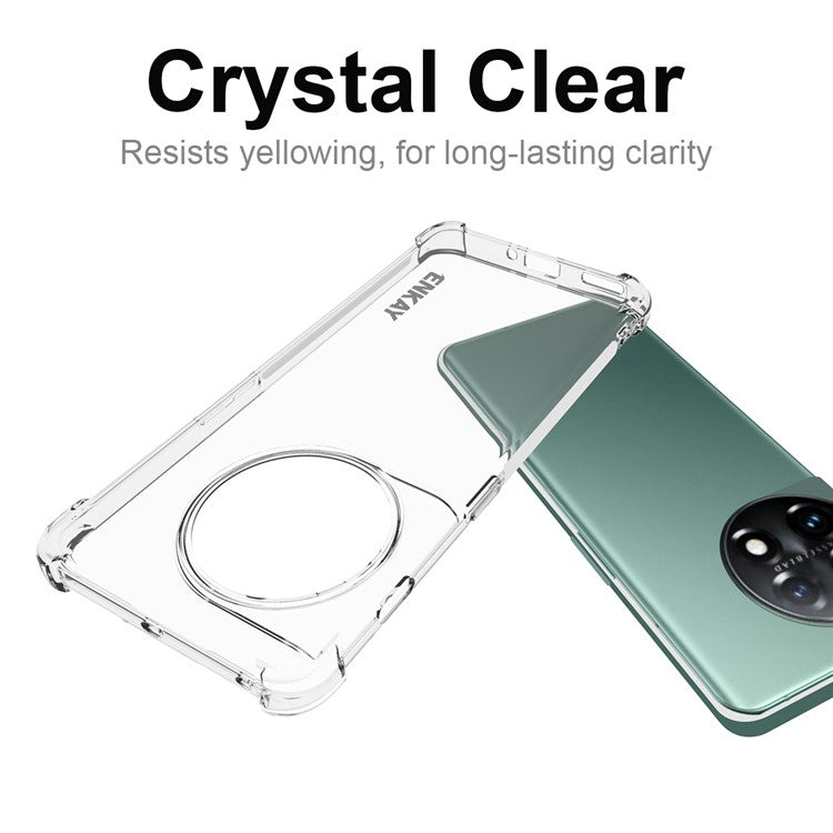 ENKAY HAT PRINCE For OnePlus 11 5G Clear TPU Phone Cover Transparent Phone Case with Anti-slip Strip Edge