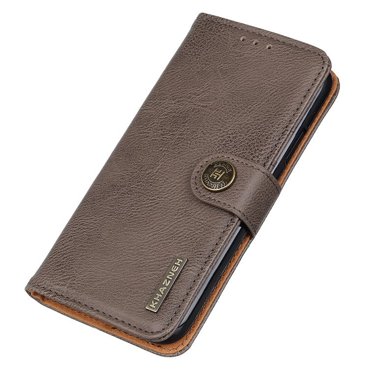 KHAZNEH Protective Phone Case for OnePlus 11 5G , Flip Leather Cowhide Texture Shockproof Phone Cover with Wallet Stand - Khaki