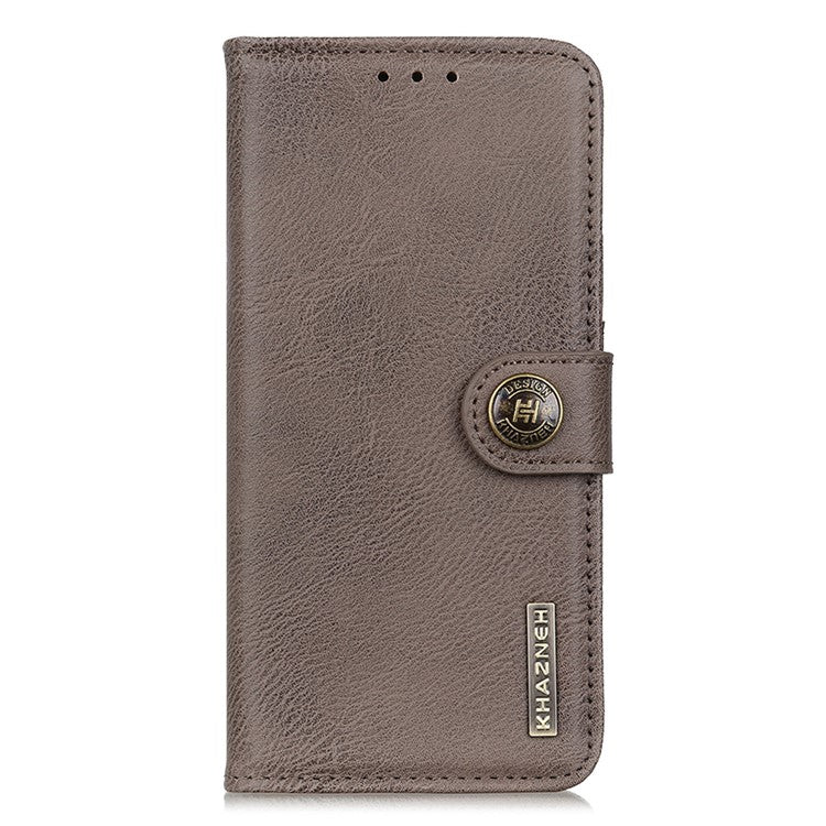 KHAZNEH Protective Phone Case for OnePlus 11 5G , Flip Leather Cowhide Texture Shockproof Phone Cover with Wallet Stand - Khaki
