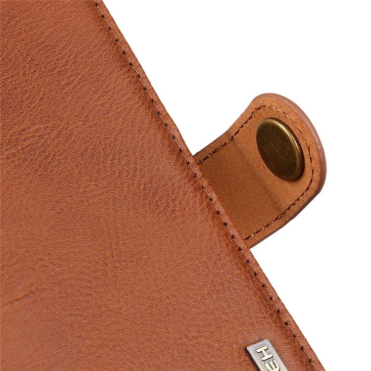 KHAZNEH Protective Phone Case for OnePlus 11 5G , Flip Leather Cowhide Texture Shockproof Phone Cover with Wallet Stand - Brown