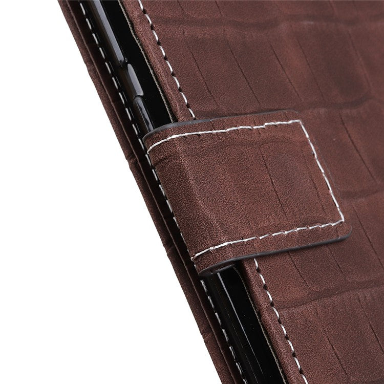 Mobile Phone Case For OnePlus 11 5G , Flip Leather Wallet Stand Crocodile Texture Anti-fall Protective Phone Cover - Brown