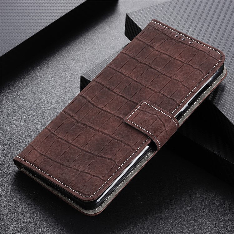 Mobile Phone Case For OnePlus 11 5G , Flip Leather Wallet Stand Crocodile Texture Anti-fall Protective Phone Cover - Brown