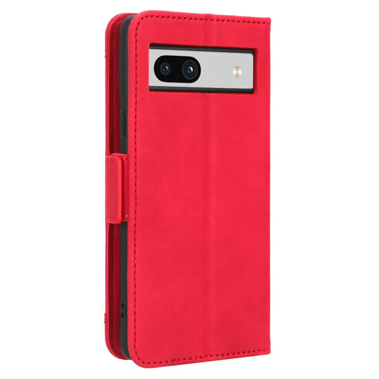 For Google Pixel 7a Wallet Protective Phone Case Multiple Card Slots PU Leather Phone Stand Cover - Red
