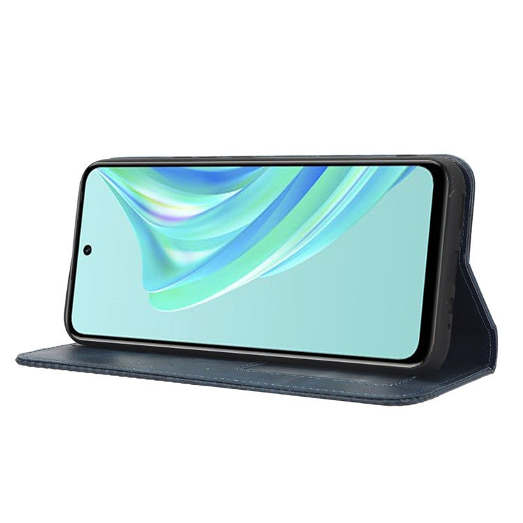 For Infinix Hot 20 Play 4G TPU+PU Leather Stand Wallet Phone Cover Retro Texture Anti-Scratch Phone Case - Blue