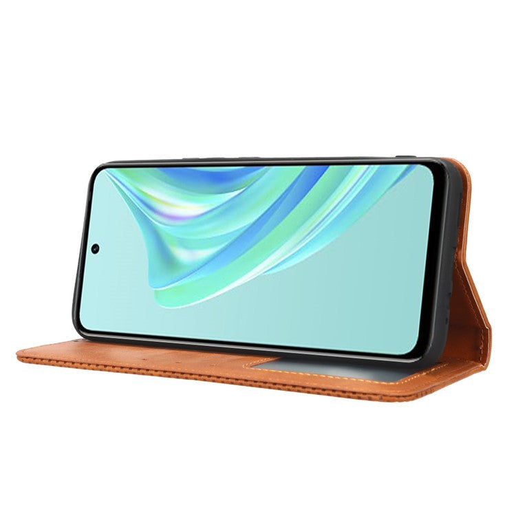 For Infinix Hot 20 Play 4G TPU+PU Leather Stand Wallet Phone Cover Retro Texture Anti-Scratch Phone Case - Brown