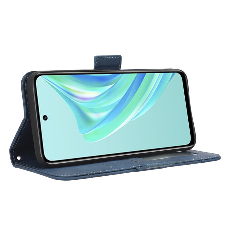 For Infinix Hot 20 Play 4G PU Leather Phone Cover Multiple Card Slots Stand Wallet Protective Phone Case - Blue