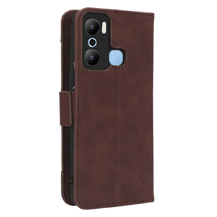 For Infinix Hot 20 Play 4G PU Leather Phone Cover Multiple Card Slots Stand Wallet Protective Phone Case - Brown