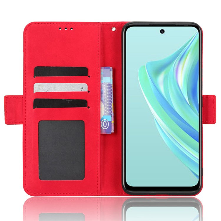 For Infinix Hot 20 Play 4G PU Leather Phone Cover Multiple Card Slots Stand Wallet Protective Phone Case - Red