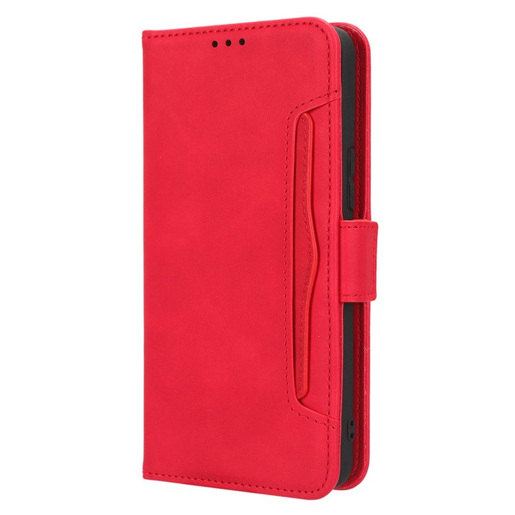 For Infinix Hot 20 Play 4G PU Leather Phone Cover Multiple Card Slots Stand Wallet Protective Phone Case - Red