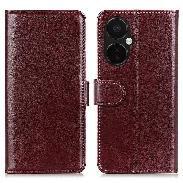 For OnePlus Nord CE 3 Lite 5G / Nord N30 5G PU Leather Phone Case Crazy Horse Texture Stand Wallet Phone Cover - Brown