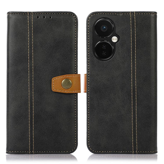 For OnePlus Nord CE 3 Lite 5G / Nord N30 5G Calf Texture Phone Case PU Leather Stand Phone Wallet Cover - Black