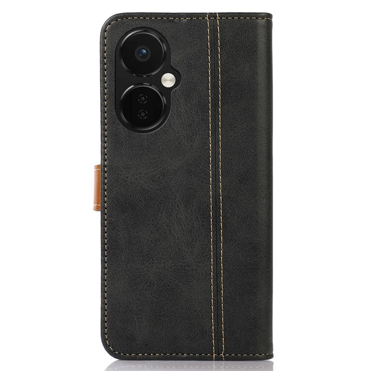 For OnePlus Nord CE 3 Lite 5G / Nord N30 5G Calf Texture Phone Case PU Leather Stand Phone Wallet Cover - Black