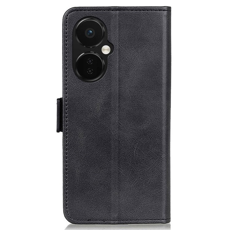For OnePlus Nord CE 3 Lite 5G / Nord N30 5G Wallet Phone Stand Case Cowhide Texture PU Leather Phone Cover - Black