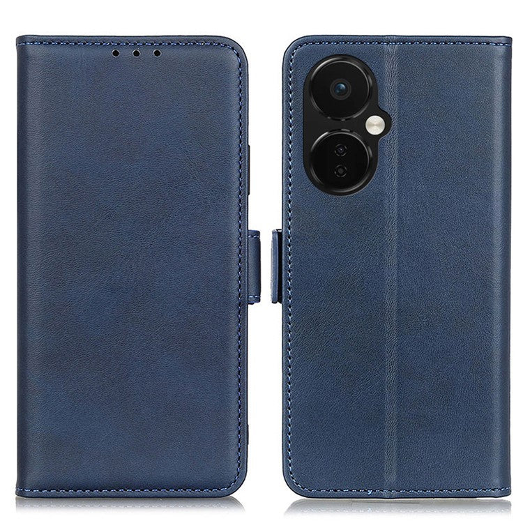 For OnePlus Nord CE 3 Lite 5G / Nord N30 5G Wallet Phone Stand Case Cowhide Texture PU Leather Phone Cover - Blue