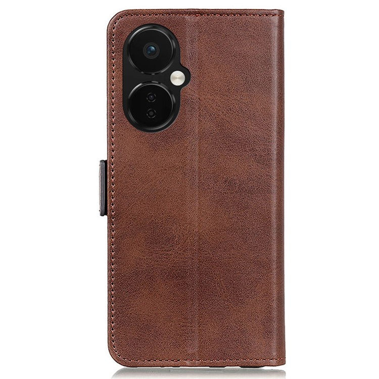 For OnePlus Nord CE 3 Lite 5G / Nord N30 5G Wallet Phone Stand Case Cowhide Texture PU Leather Phone Cover - Brown