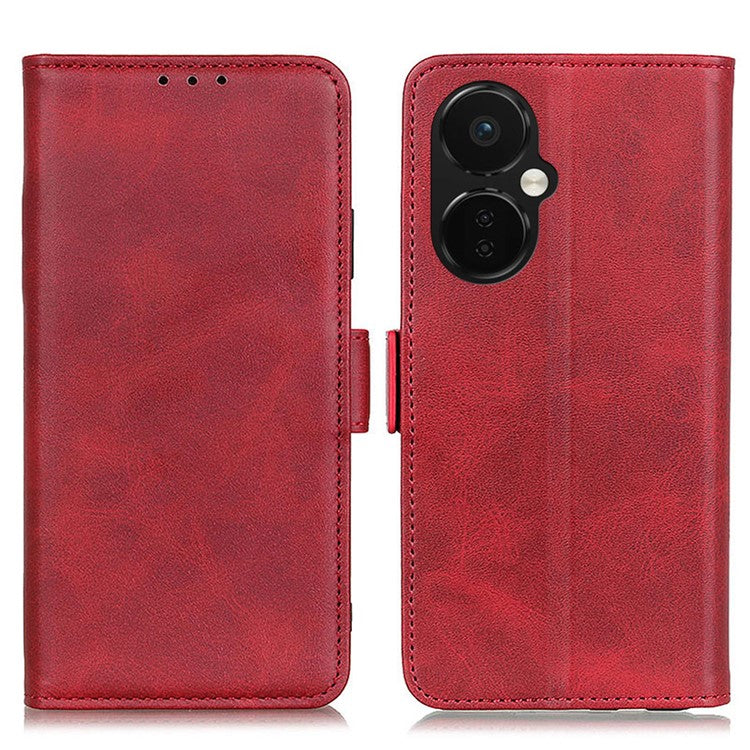 For OnePlus Nord CE 3 Lite 5G / Nord N30 5G Wallet Phone Stand Case Cowhide Texture PU Leather Phone Cover - Red