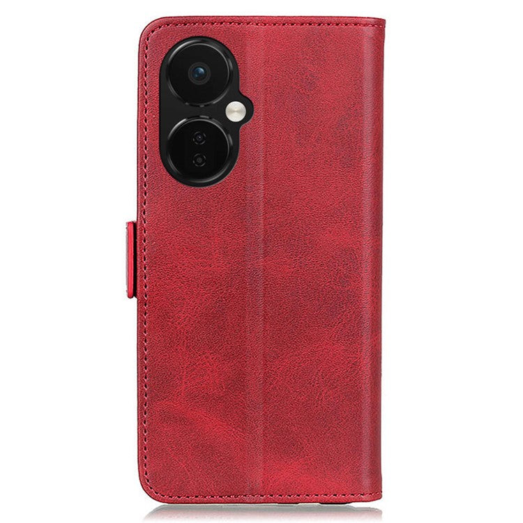 For OnePlus Nord CE 3 Lite 5G / Nord N30 5G Wallet Phone Stand Case Cowhide Texture PU Leather Phone Cover - Red