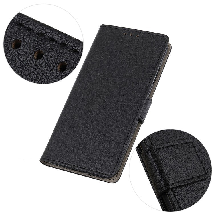 For OnePlus Nord CE 3 Lite 5G / Nord N30 5G Anti-scratch Wallet Cover Fine Textured Leather Cell Phone Stand Case - Black