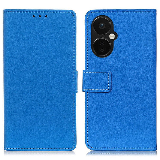 For OnePlus Nord CE 3 Lite 5G / Nord N30 5G Anti-scratch Wallet Cover Fine Textured Leather Cell Phone Stand Case - Blue