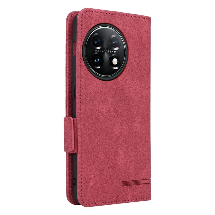 For OnePlus 11 5G Flip Cell Phone Cover Hardware Decor PU Leather Wallet Phone Case with Phone Stand Function - Rose