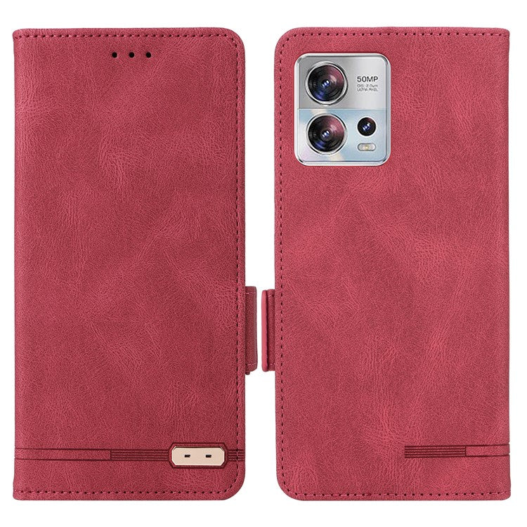 PU Leather Wallet Case for Motorola Edge 30 Fusion 5G / Moto S30 Pro 5G , Hardware Decor Stand Folio Phone Cover - Rose