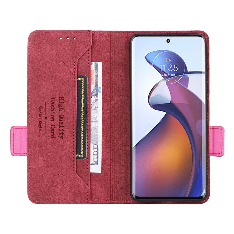 PU Leather Wallet Case for Motorola Edge 30 Fusion 5G / Moto S30 Pro 5G , Hardware Decor Stand Folio Phone Cover - Rose