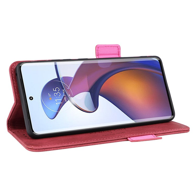 PU Leather Wallet Case for Motorola Edge 30 Fusion 5G / Moto S30 Pro 5G , Hardware Decor Stand Folio Phone Cover - Rose