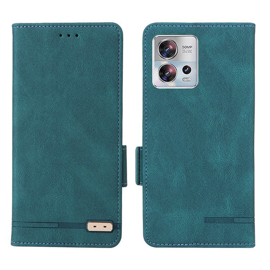 PU Leather Wallet Case for Motorola Edge 30 Fusion 5G / Moto S30 Pro 5G , Hardware Decor Stand Folio Phone Cover - Blue
