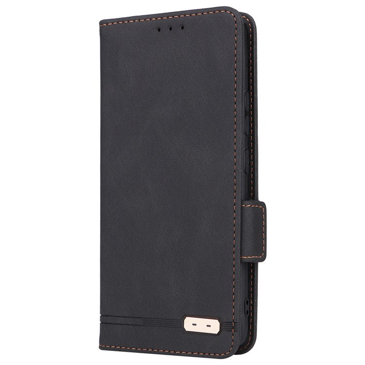 PU Leather Wallet Case for Motorola Edge 30 Fusion 5G / Moto S30 Pro 5G , Hardware Decor Stand Folio Phone Cover - Black