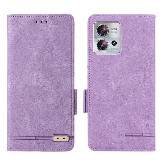 PU Leather Wallet Case for Motorola Edge 30 Fusion 5G / Moto S30 Pro 5G , Hardware Decor Stand Folio Phone Cover - Purple