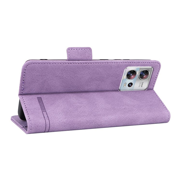 PU Leather Wallet Case for Motorola Edge 30 Fusion 5G / Moto S30 Pro 5G , Hardware Decor Stand Folio Phone Cover - Purple