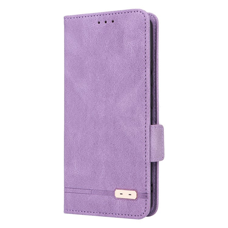 PU Leather Wallet Case for Motorola Edge 30 Fusion 5G / Moto S30 Pro 5G , Hardware Decor Stand Folio Phone Cover - Purple