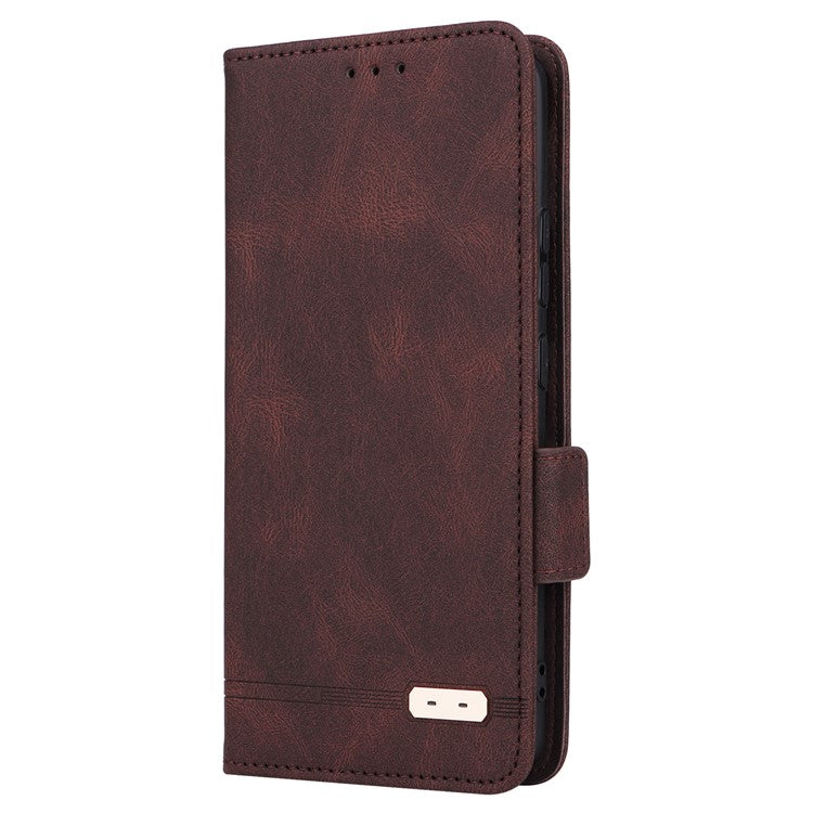 PU Leather Wallet Case for Motorola Edge 30 Fusion 5G / Moto S30 Pro 5G , Hardware Decor Stand Folio Phone Cover - Coffee