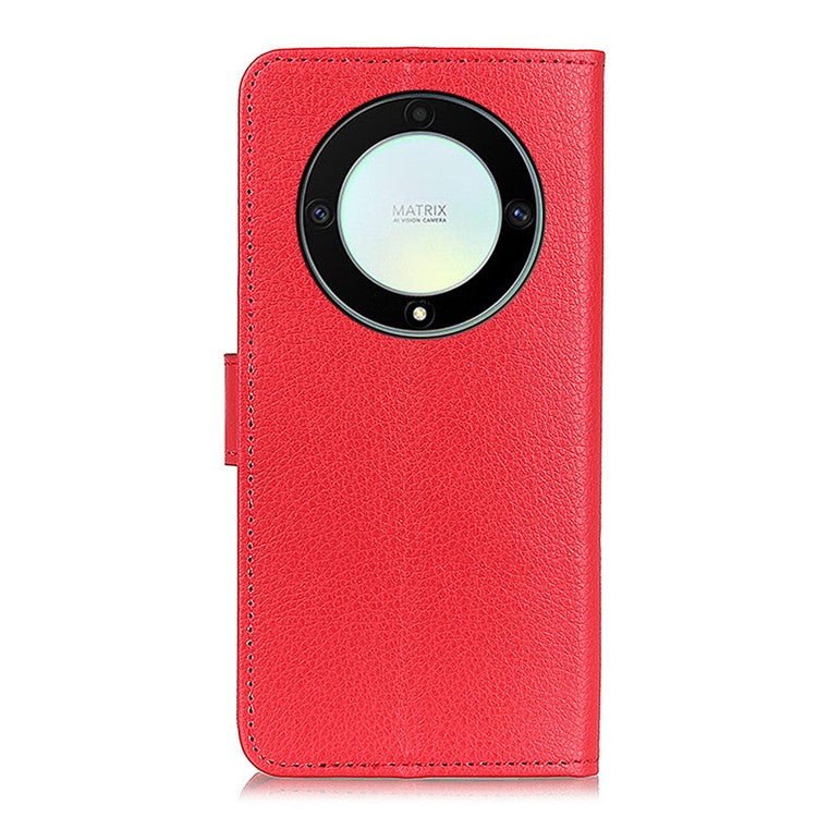 For Honor X9a 5G / X40 5G / Magic5 Lite 5G Wallet Function Cell Phone Cover Stand Classic Litchi Texture Leather Flip Phone Case - Red