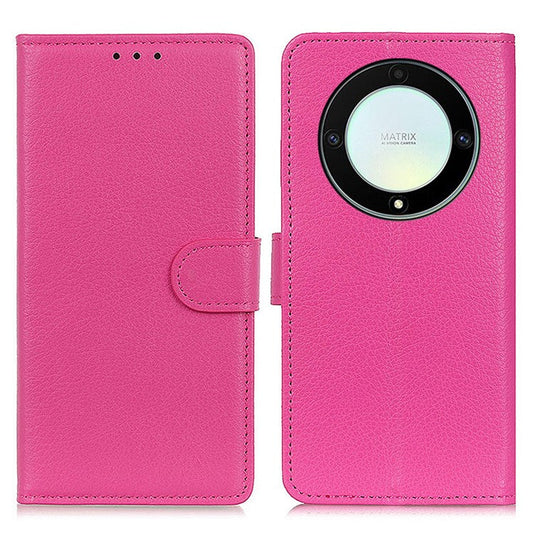 For Honor X9a 5G / X40 5G / Magic5 Lite 5G Wallet Function Cell Phone Cover Stand Classic Litchi Texture Leather Flip Phone Case - Rose