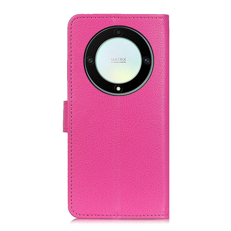 For Honor X9a 5G / X40 5G / Magic5 Lite 5G Wallet Function Cell Phone Cover Stand Classic Litchi Texture Leather Flip Phone Case - Rose