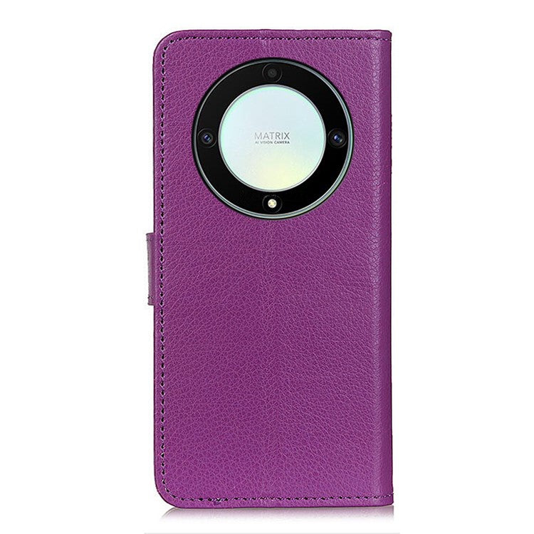 For Honor X9a 5G / X40 5G / Magic5 Lite 5G Wallet Function Cell Phone Cover Stand Classic Litchi Texture Leather Flip Phone Case - Purple