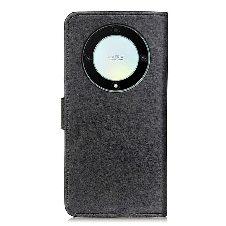 For Honor X9a 5G / X40 5G / Magic5 Lite 5G Phone Case Cowhide Texture Leather Wallet Stand Full Protection Phone Cover - Black