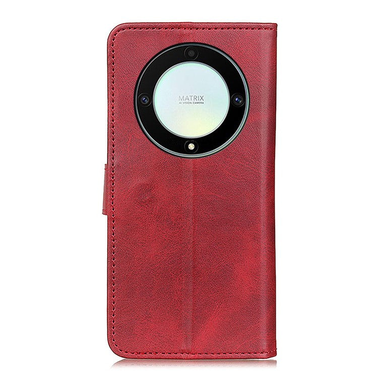 For Honor X9a 5G / X40 5G / Magic5 Lite 5G Phone Case Cowhide Texture Leather Wallet Stand Full Protection Phone Cover - Red