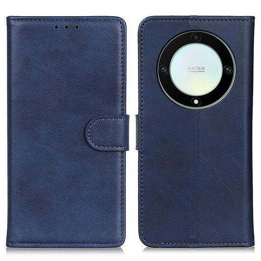 For Honor X9a 5G / X40 5G / Magic5 Lite 5G Phone Case Cowhide Texture Leather Wallet Stand Full Protection Phone Cover - Blue