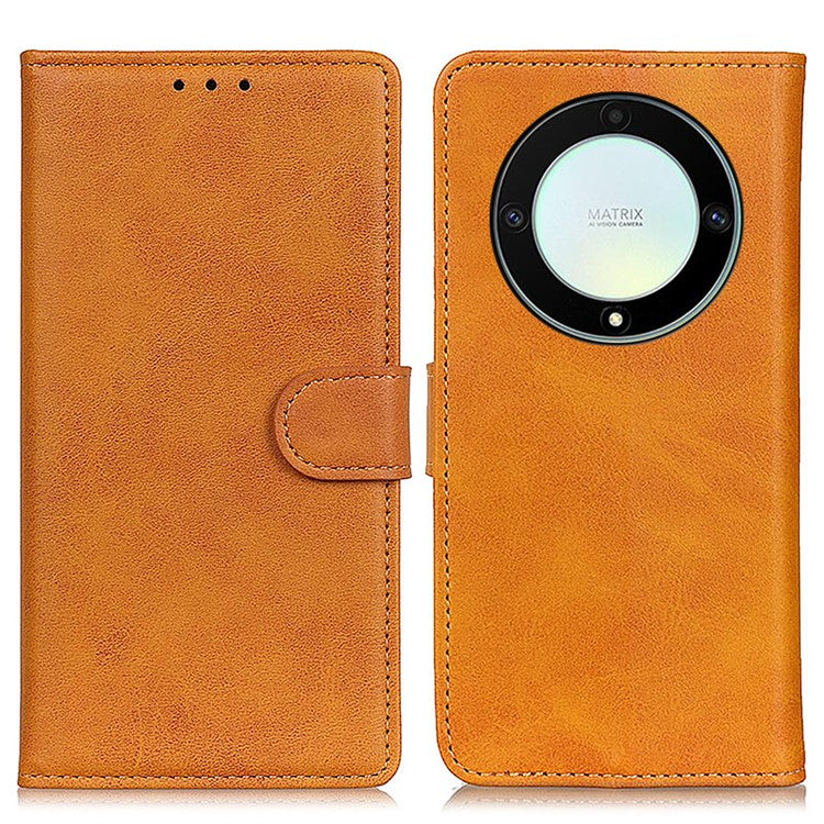 For Honor X9a 5G / X40 5G / Magic5 Lite 5G Phone Case Cowhide Texture Leather Wallet Stand Full Protection Phone Cover - Brown
