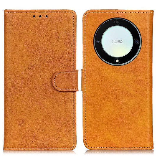 For Honor X9a 5G / X40 5G / Magic5 Lite 5G Phone Case Cowhide Texture Leather Wallet Stand Full Protection Phone Cover - Brown