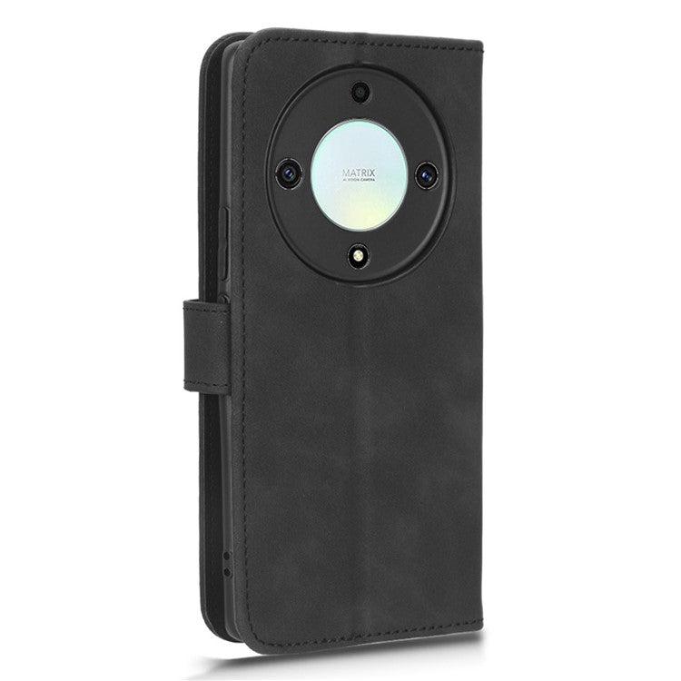 For Honor X40 5G / X9a 5G / Magic5 Lite 5G Full Protection Mobile Phone Case Skin-touch Stand Flip Leather Wallet Phone Cover - Black