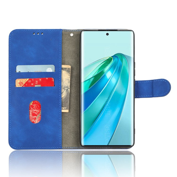 For Honor X40 5G / X9a 5G / Magic5 Lite 5G Full Protection Mobile Phone Case Skin-touch Stand Flip Leather Wallet Phone Cover - Blue