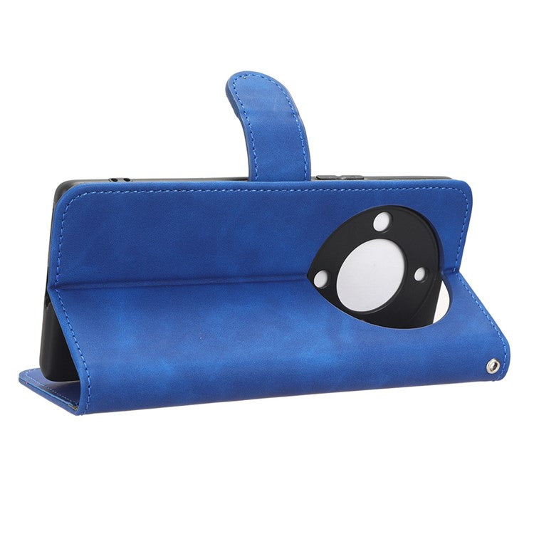 For Honor X40 5G / X9a 5G / Magic5 Lite 5G Full Protection Mobile Phone Case Skin-touch Stand Flip Leather Wallet Phone Cover - Blue